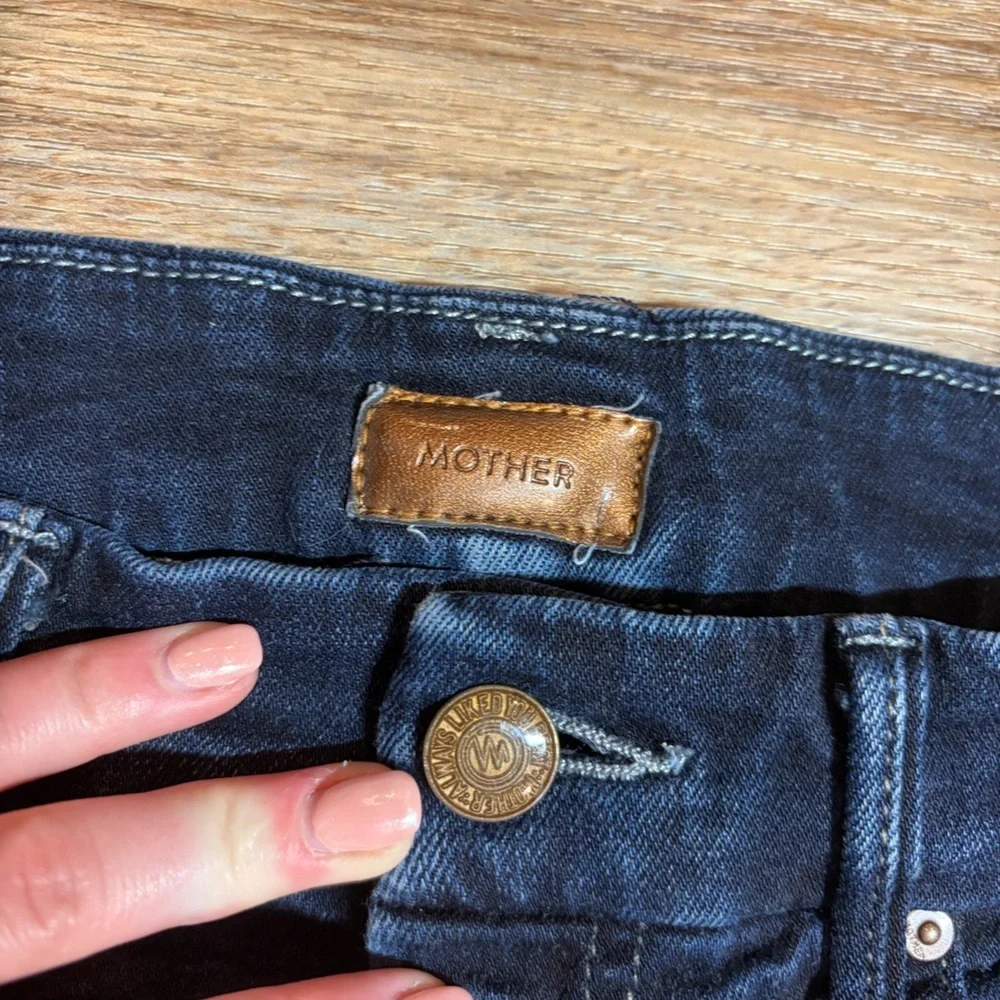 Mother high-waisted Soft Stretch Skinny jeans Looker Ankle Fray Dark-Wash - Picture 7 of 12